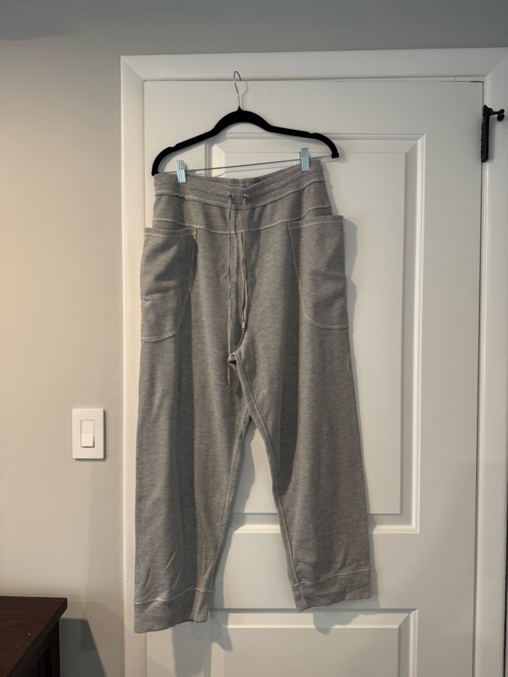 Free People Thermal Knit Joggers in Heather Gray